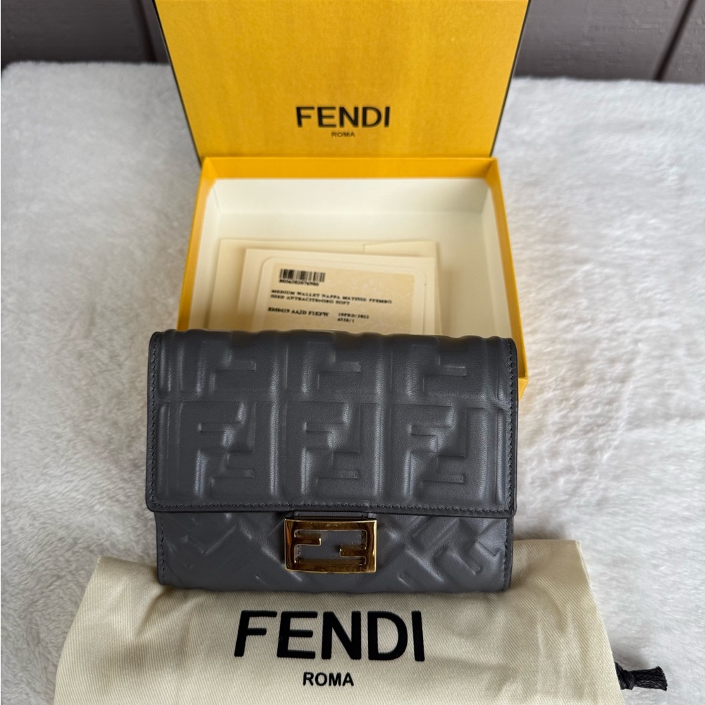 Fendi Gray Leather Wallet